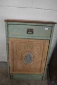 Vintage wall cupboard with carved decoration, width approx 68cm