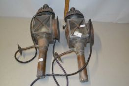 Two vintage coaching lamps