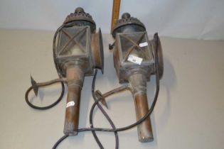 Two vintage coaching lamps