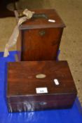 Small wooden jewellery box and further wooden box