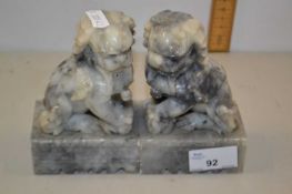 Pair of soap stone carved dogs of fo