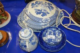 Group of ceramic wares including Japanese porcelain teapot, bowls, small saucers etc
