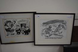 A Michael Cummings for the Daily Express cartoon, signed in pen October 1966 together with another
