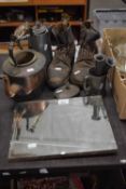 Mixed Lot: Kettle, coffee pot, boots, mirror etc