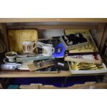 Mixed Lot: Assorted flat ware, commemorative mugs etc