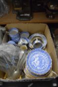 Quantity of assorted blue and white tea wares and a quantity of assorted flat ware