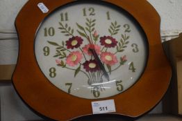 Needlework embroidered wall clock