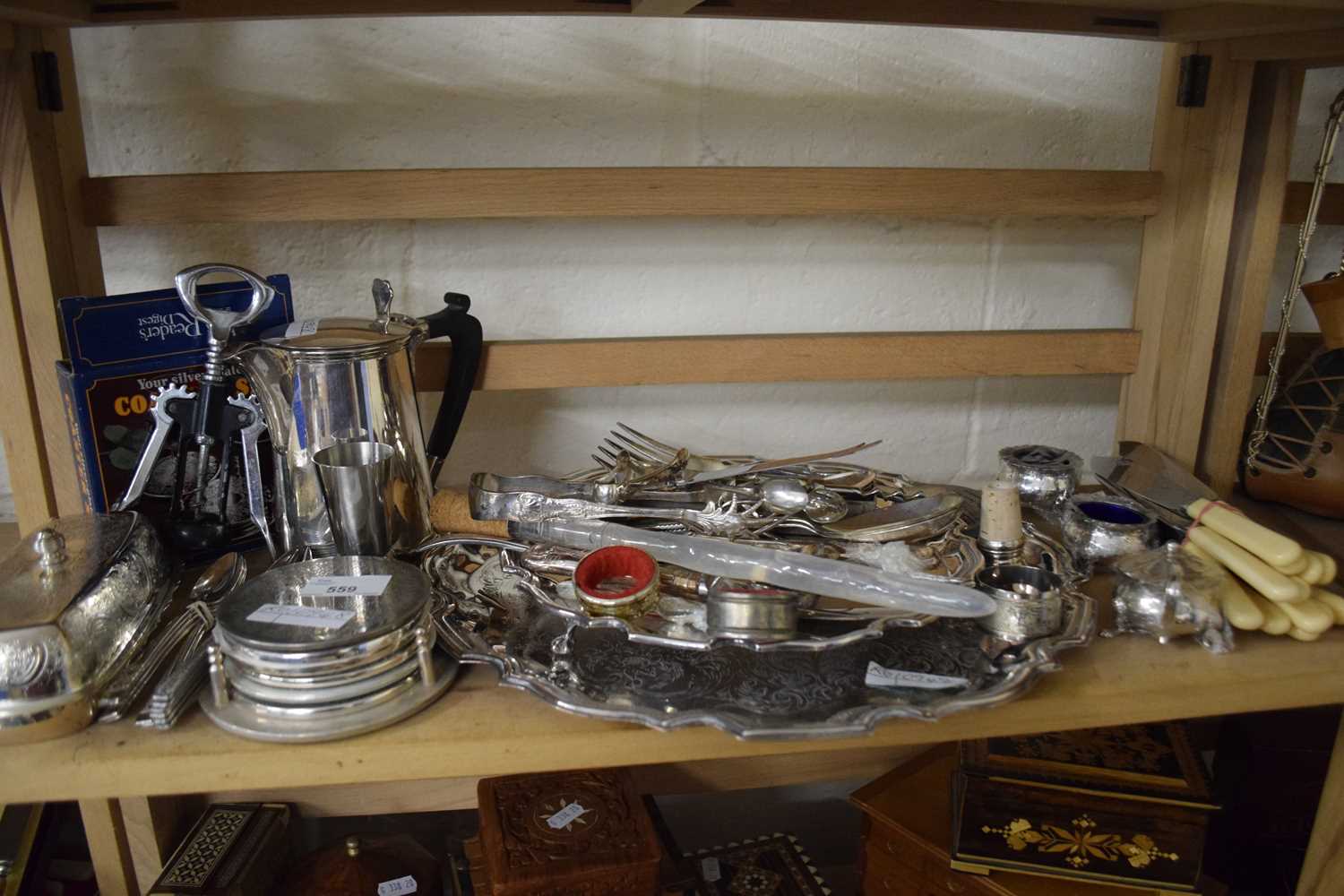 Quantity of assorted flat ware and other items