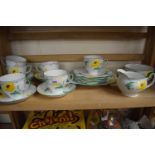 Grafton china part tea set decorated with yellow flowers