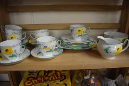 Grafton china part tea set decorated with yellow flowers