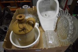 Mixed Lot: Slipper bed pan, stone ware jar, glass ware etc