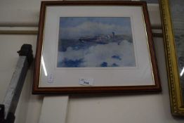Reproduction print of a Spitfire, framed and glazed