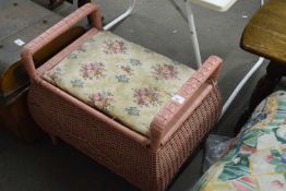 Pink painted and rattan stool