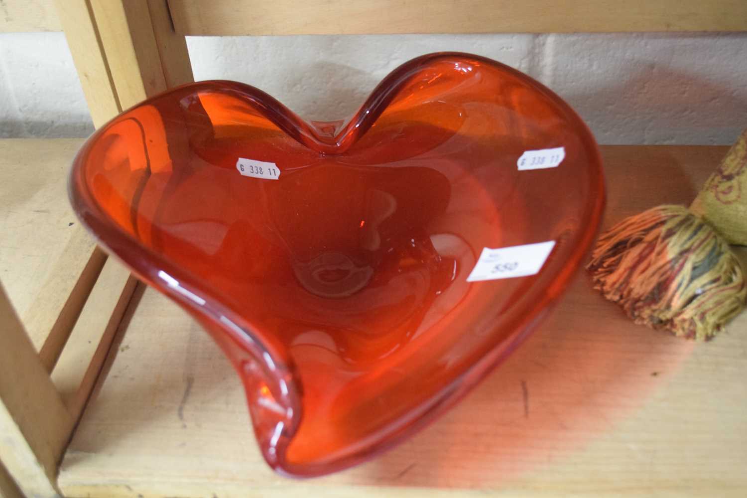 Red Art Glass bowl in the shape of a heart