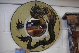 Round dragon framed wall mirror