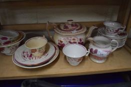 Quantity of assorted pink lustre ware