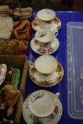 Two Royal Albert Old Country Rose cups and saucers together with two Royal Albert Anemone "March"