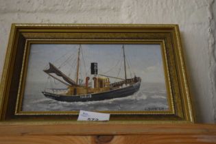 Picture of the fishing boat Blackthorne by C Duncan, oil on board