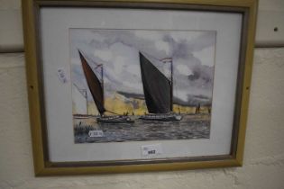 Print of Wherry's on the Broads, framed and glazed