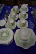Quantity of cream, green and gilt decorated Heathcote china
