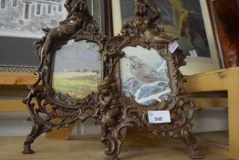 Pair of decorative metal framed photograph frames