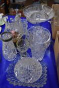 Quantity of assorted cut glass to include a fruit bowl on stand