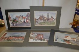 Muriel Inwood, a group of five various watercolour studies, North Norfolk scenes, unsigned,