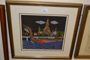 Contemporary Thai fabric picture of a boating scene