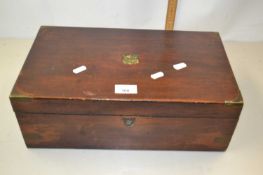 Hardwood box containing various mixed cutlery, costume jewellery and other items