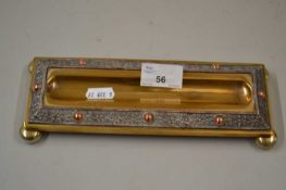 Brass and copper mounted desk pen tray