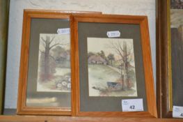 Pair of small coloured prints, rural scenes