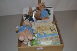 Quantity of various Beatrix Potter books, DVD collection and various related soft toys