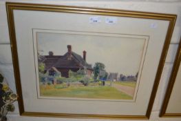 Appletree Cottage Teas by S Andrews 1989, watercolour, framed and glazed