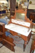 Late Victorian marble top and tile back wash stand