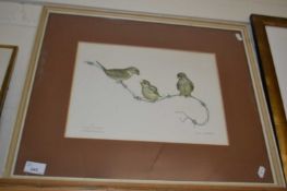 Michael Oxenham, House Sparrows, coloured print