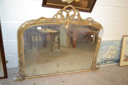 Large 19th century overmantel mirror with gilt rope finish frame (for restoration), approx 120cm