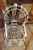 An ornate wrought iron Salterini style Peacock chair, height approx 71cm