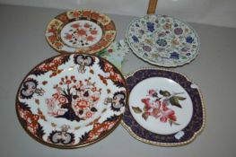 Mixed Lot: various decorated plates to include Crown Derby examples, a further small dish by Franz
