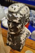 Weathered pottery bust of a gentleman
