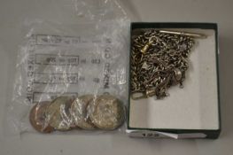 Mixed Lot: watch chain, assorted coinage etc
