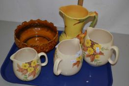 Mixed Lot: Burleigh ware jug with Kingfisher handle, further graduated set of jugs and a bowl
