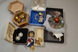 Group of white metal and other costume jewellery to include Wedgwood earrings, large Celtic style