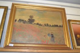 After Claude Monet, oleograph on canvas, gilt framed