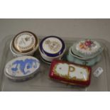 Collection of small porcelain pill boxes