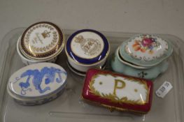 Collection of small porcelain pill boxes