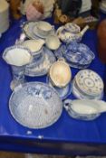 Quantity of blue and white china wares to include vases, plates, bowls etc