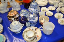 Mixed Lot of ceramics to include three reproduction Chinese blue and white covered vases,