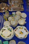 Tray containing a quantity of Adams table wares, glass rabbits and pig ornaments