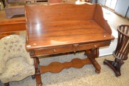 Victorian mahogany galleried back wash stand with two drawers, 108cm wide
