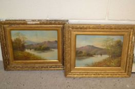 Pair of early 20th century studies, Highland scenes, oil on board, gilt frame